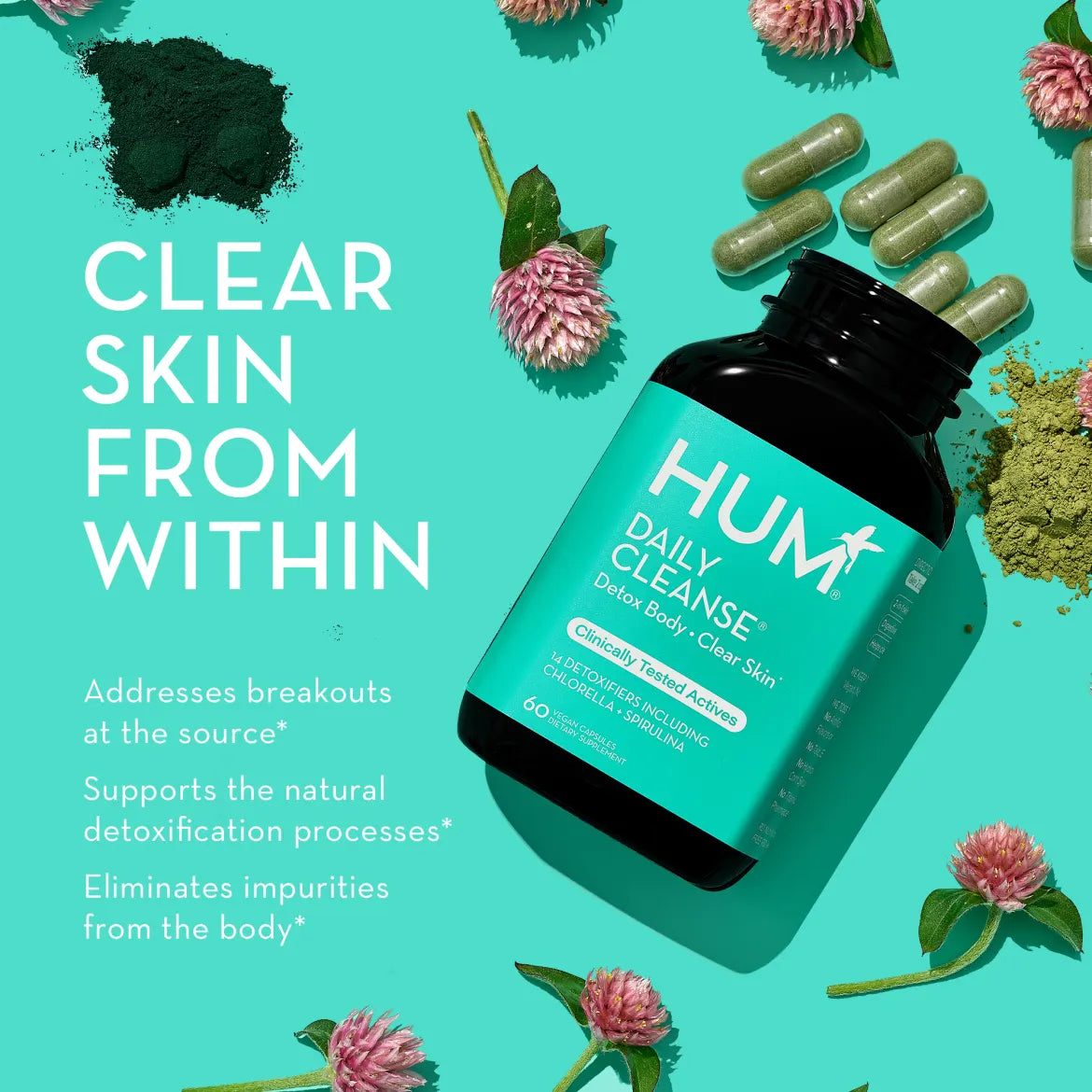 HUM Nutrition DAILY CLEANSE green detox to cleanse body + clear skin*